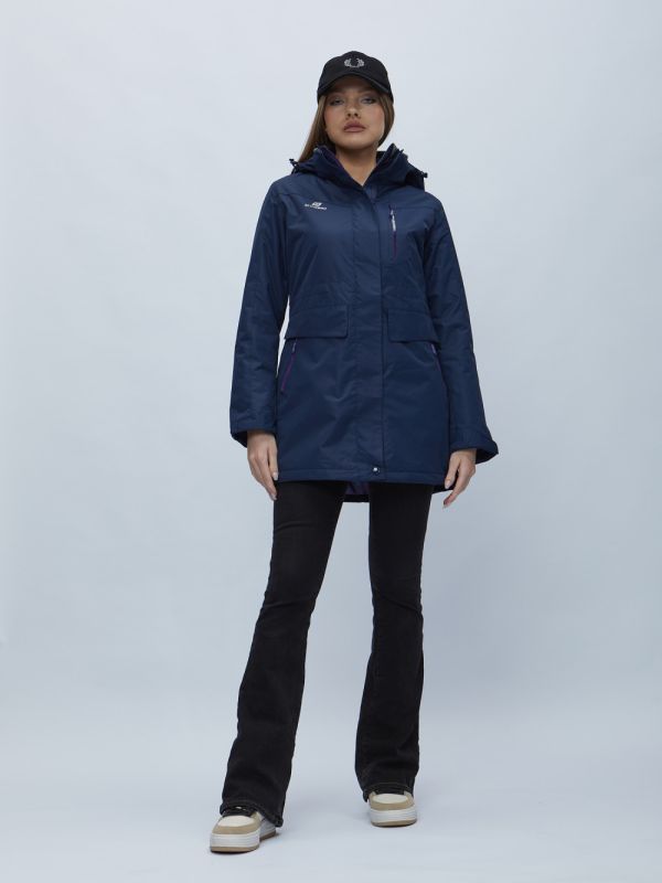 Navy blue hooded parka for women 551995TS